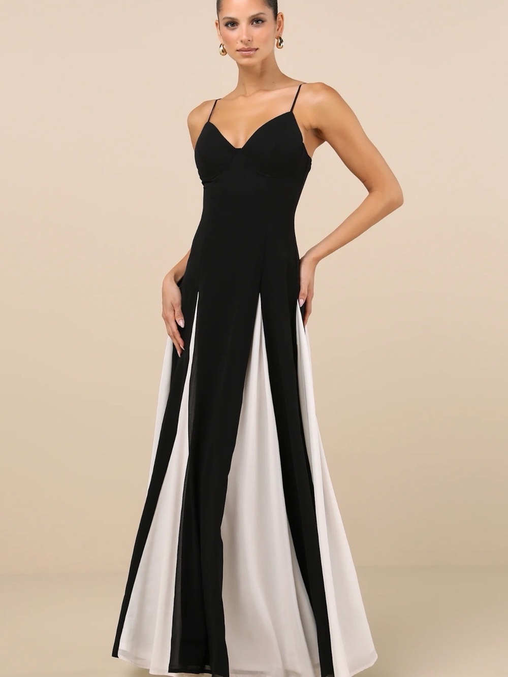 NWT Lulus Elisha black and white glam maxi dress